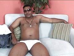 Hot black dude who`s heavy-set and has a long thick pole inside his pants.